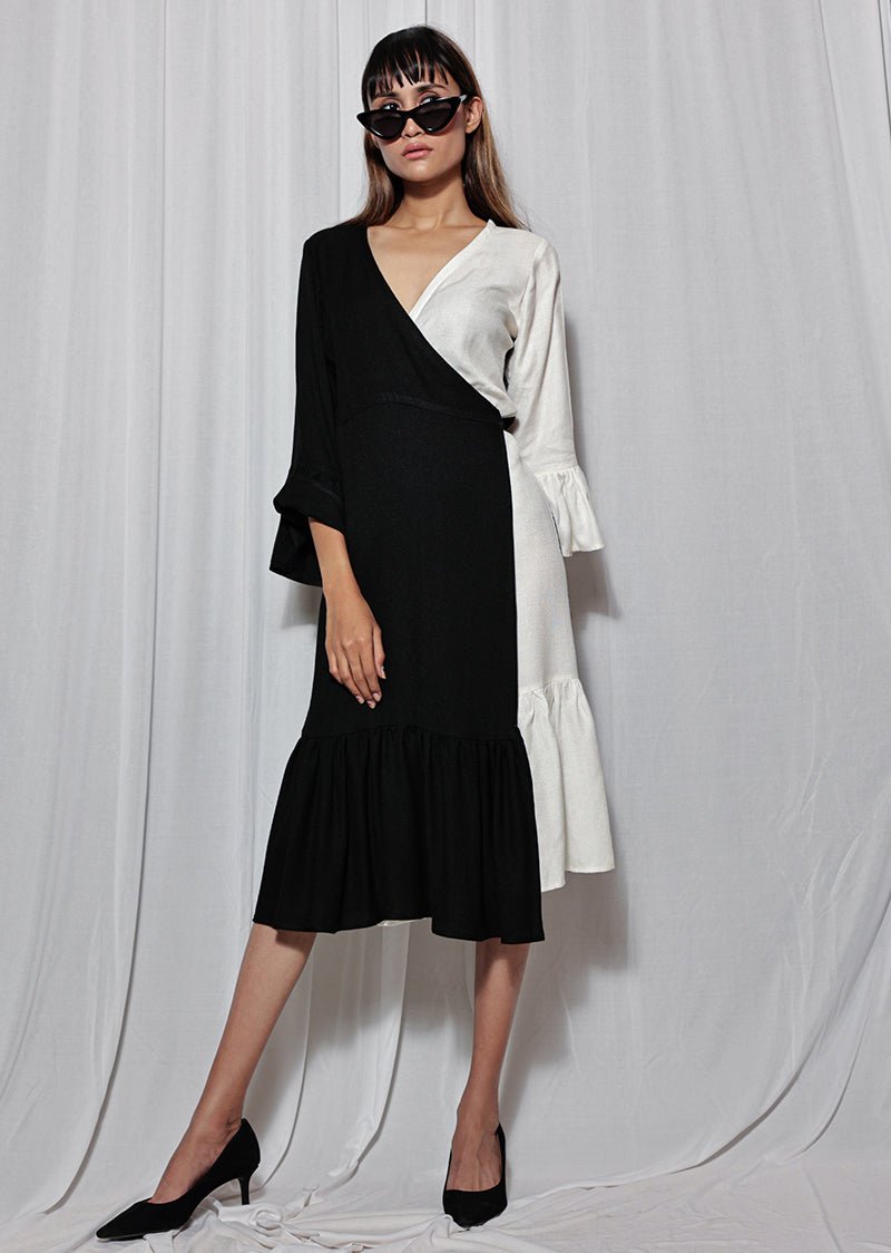 Buy Black and White Wrap Dress | Made with FSC certified 100% ...