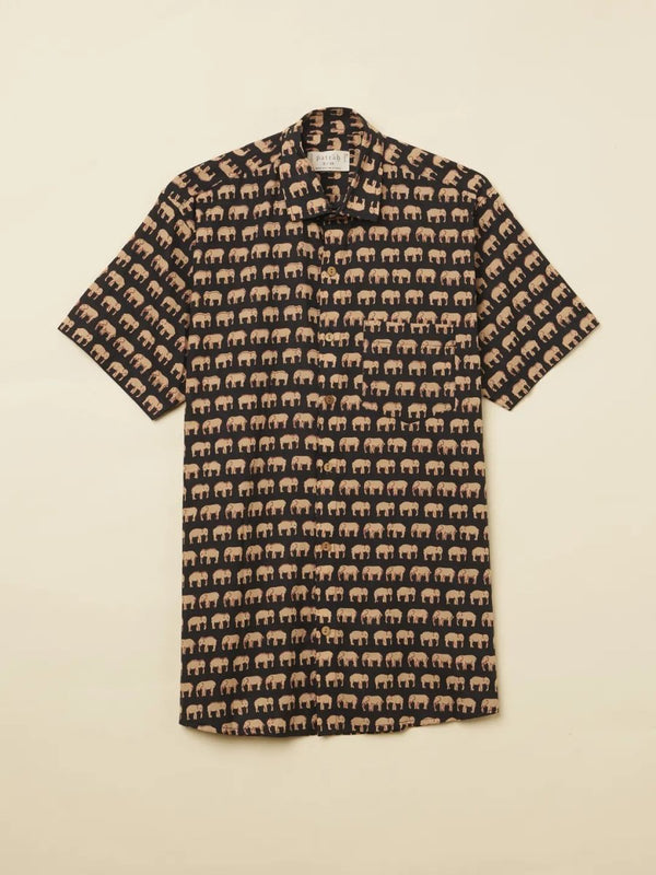 Buy Black Elephant Printed Shirt | Shop Verified Sustainable Men Shirt on Brown Living™