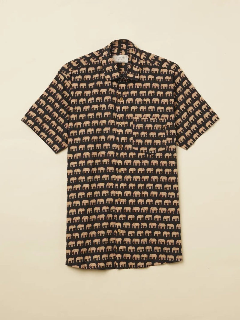 Black Elephant Printed Shirt | Verified Sustainable by Brown Living™