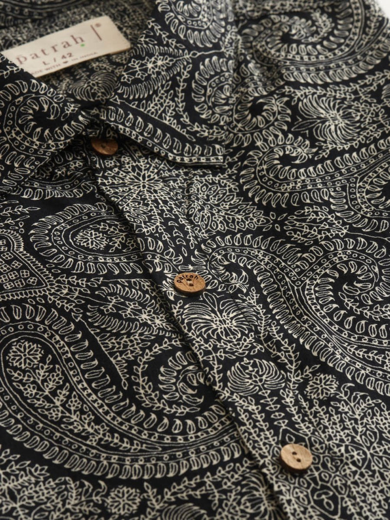 Buy Black Ethnic Paiseley Printed Cotton Shirt | Shop Verified Sustainable Mens Shirt on Brown Living™