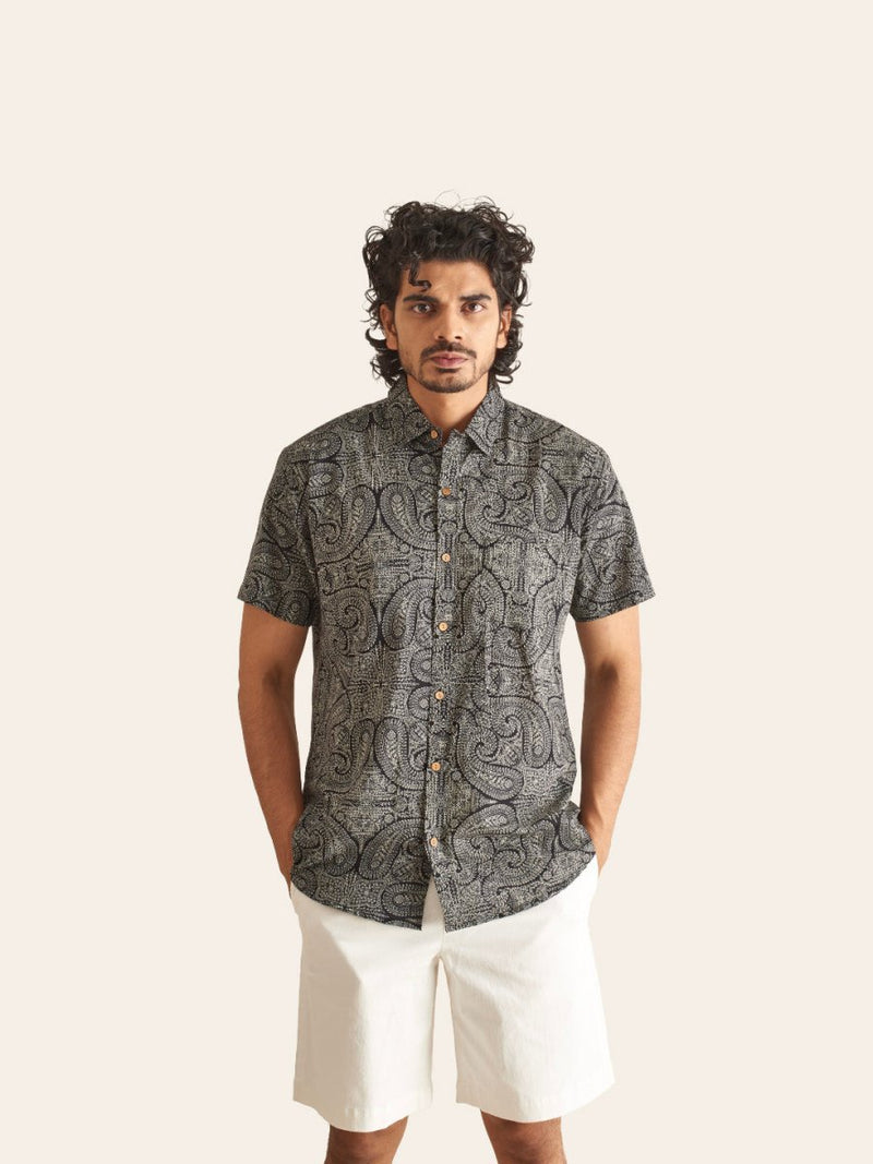 Buy Black Ethnic Paiseley Printed Cotton Shirt | Shop Verified Sustainable Mens Shirt on Brown Living™