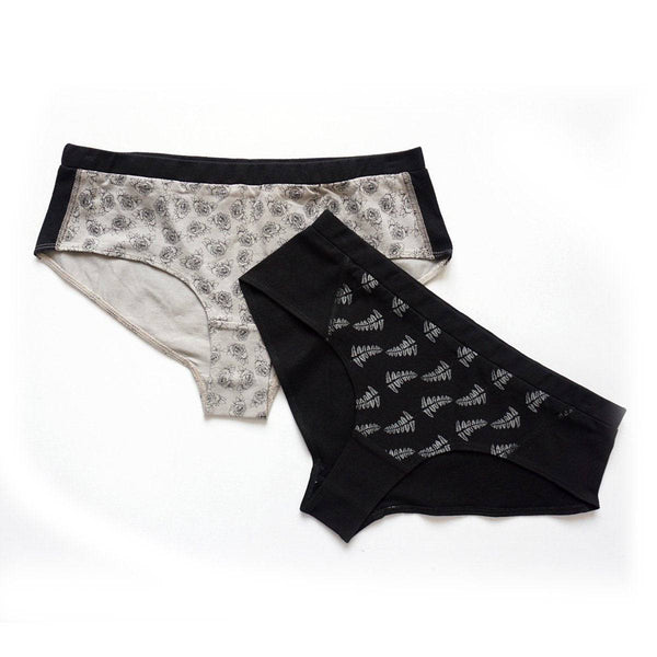 Buy Black & Grey Printed Hipster - Pack of 2 | Shop Verified Sustainable Womens Underwear on Brown Living™