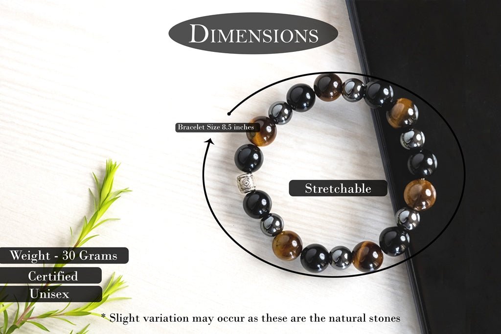 black obsidian tiger eye and hematite bracelet for cleansing clarity strong mind grounding better health obsidianmulti18 womens accessories brown living
