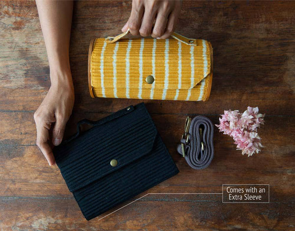 Buy Black Pumpkin Round Clutch - Changeable Sleeve Set | Shop Verified Sustainable Womens Handbag on Brown Living™