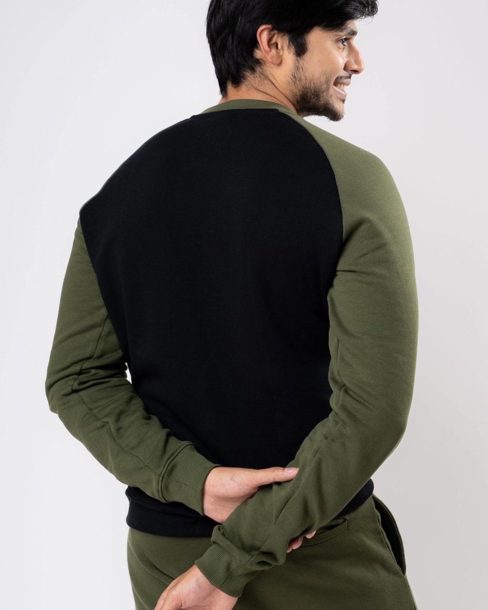 Black Raglan Cotton Sweatshirt | Verified Sustainable by Brown Living™