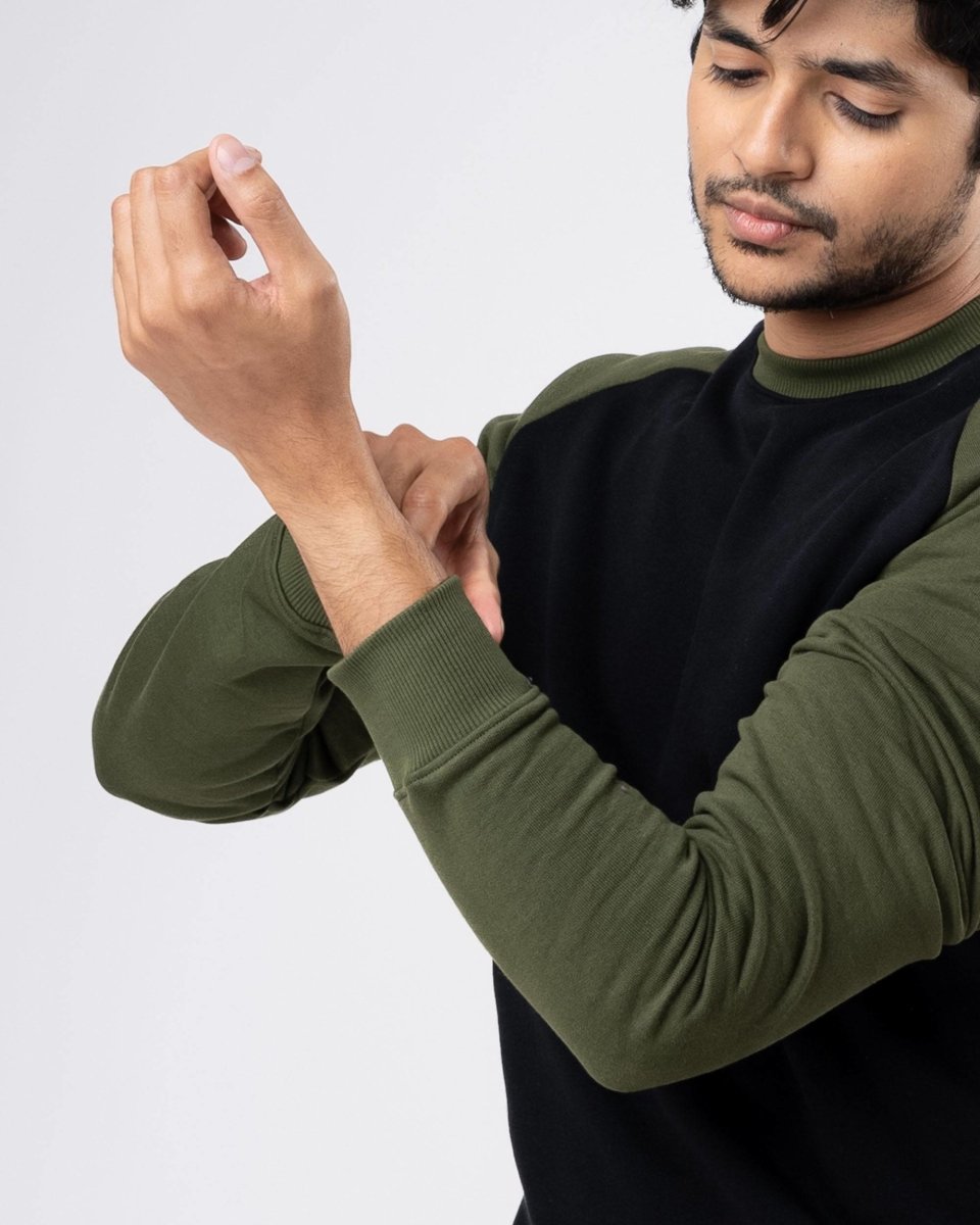 Black Raglan Cotton Sweatshirt | Verified Sustainable by Brown Living™