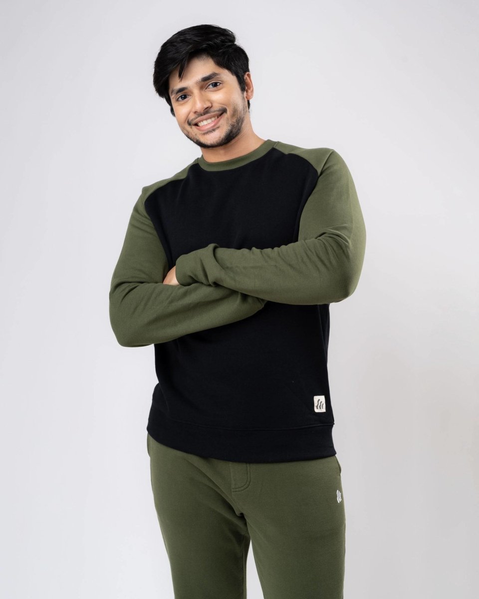 Black Raglan Cotton Sweatshirt | Verified Sustainable by Brown Living™