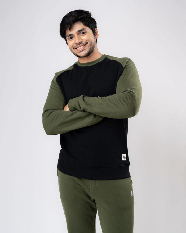 Buy Black Raglan Cotton Sweatshirt | Shop Verified Sustainable Products on Brown Living