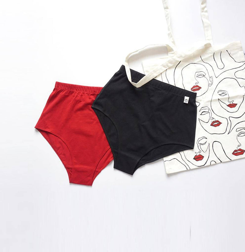 Buy Black & Red Solid Classic Brief | Shop Verified Sustainable Womens Underwear on Brown Living™