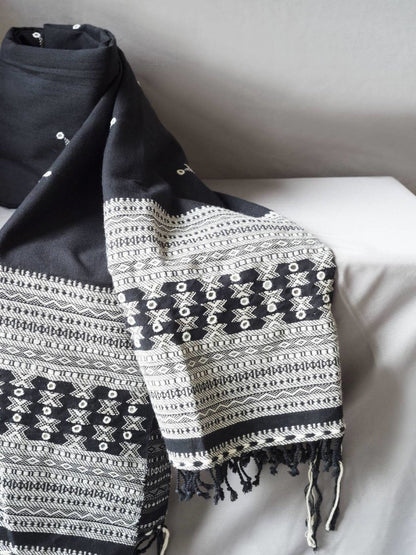 Black & White Organic Kala Cotton Stole | Verified Sustainable by Brown Living™