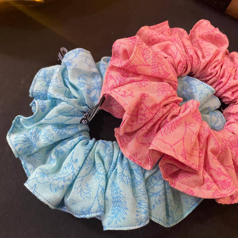 Buy Block Print scrunchies Duo - 2 Scrunchies free on Disha Lulla Design Purchases Above 500 | Shop Verified Sustainable Products on Brown Living