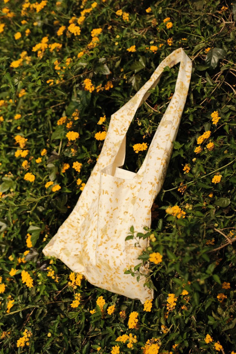 Buy Bloom Tote Bag | Eco-printed with marigolds and roses | Shop Verified Sustainable Tote Bag on Brown Living™
