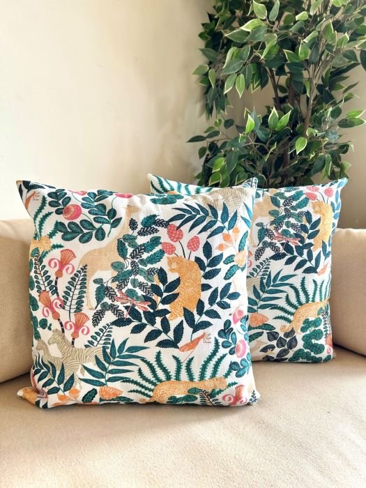 Blooming Forest Cotton Cushion Cover - Set of 2 & 5 | Verified Sustainable by Brown Living™