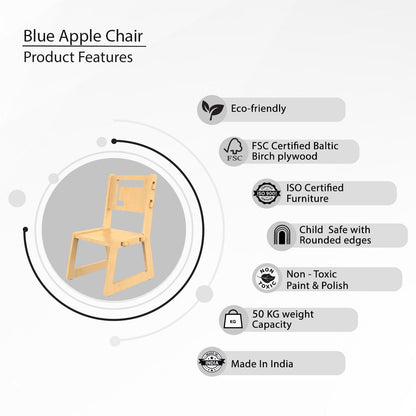 Blue Apple Childrens Wooden Chair | Verified Sustainable by Brown Living™