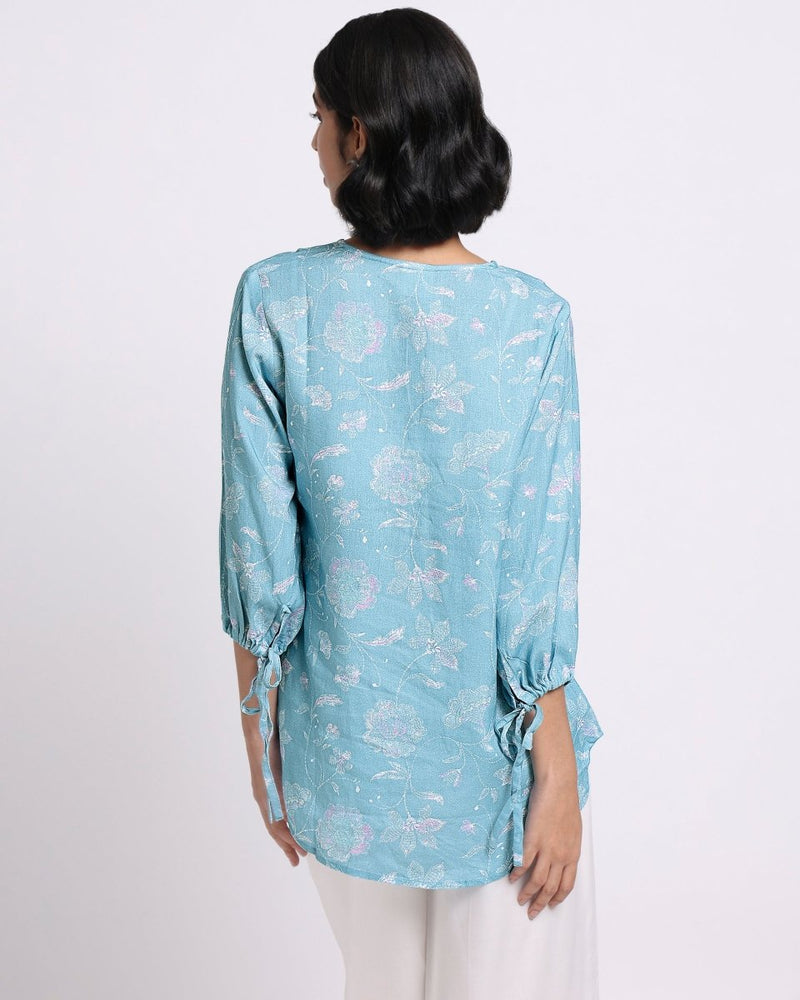Buy Blue Bloom Print Blouse | Shop Verified Sustainable Products on Brown Living