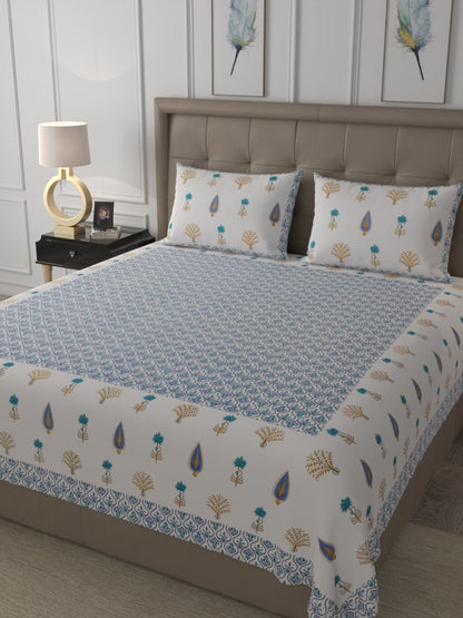 Elegant Hand Block Print Cotton Super King Size Bedding Set | Verified Sustainable by Brown Living™