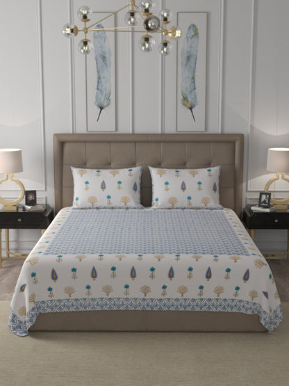 Elegant Hand Block Print Cotton Super King Size Bedding Set | Verified Sustainable by Brown Living™