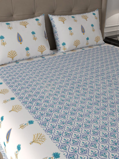 Elegant Hand Block Print Cotton Super King Size Bedding Set | Verified Sustainable by Brown Living™