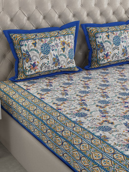 Hand Block Floral Print Cotton King Size Bedding Set | Verified Sustainable by Brown Living™