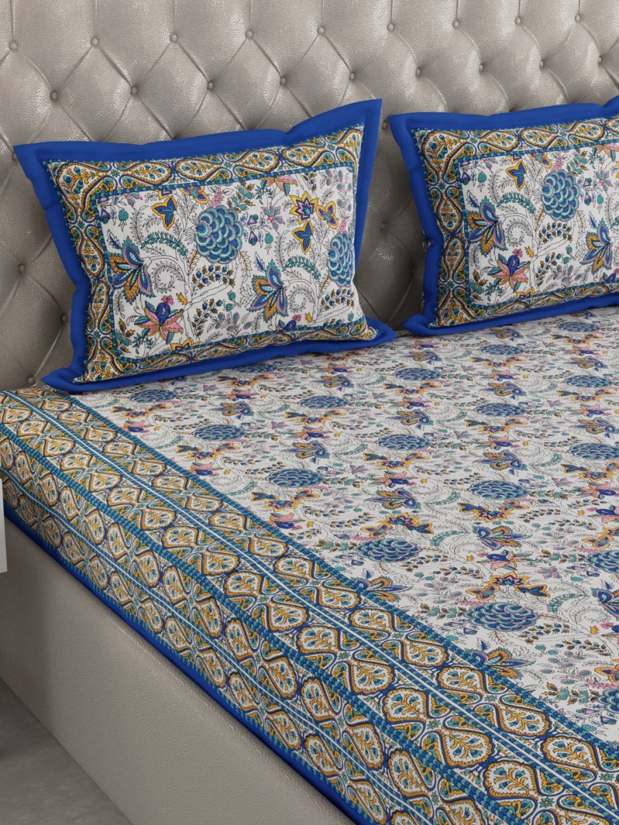 Hand Block Floral Print Cotton King Size Bedding Set | Verified Sustainable by Brown Living™