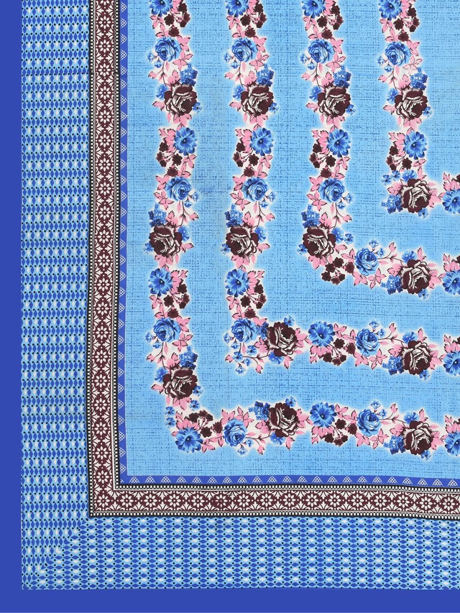 Interiors Floral Hand Block Printed Cotton Queen Size Bedding Set | Verified Sustainable by Brown Living™