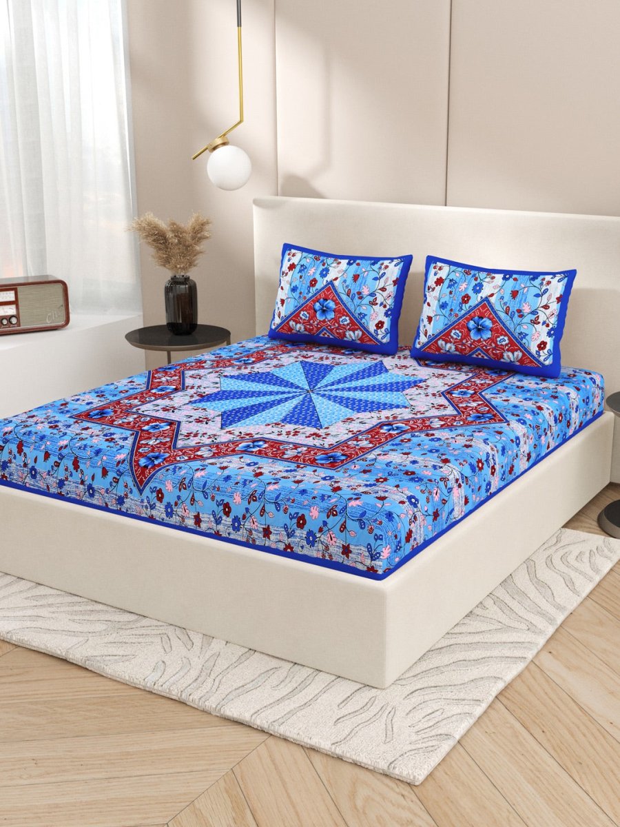 Interiors Paisley Hand Printed Cotton Queen Size Bedding Set | Verified Sustainable by Brown Living™