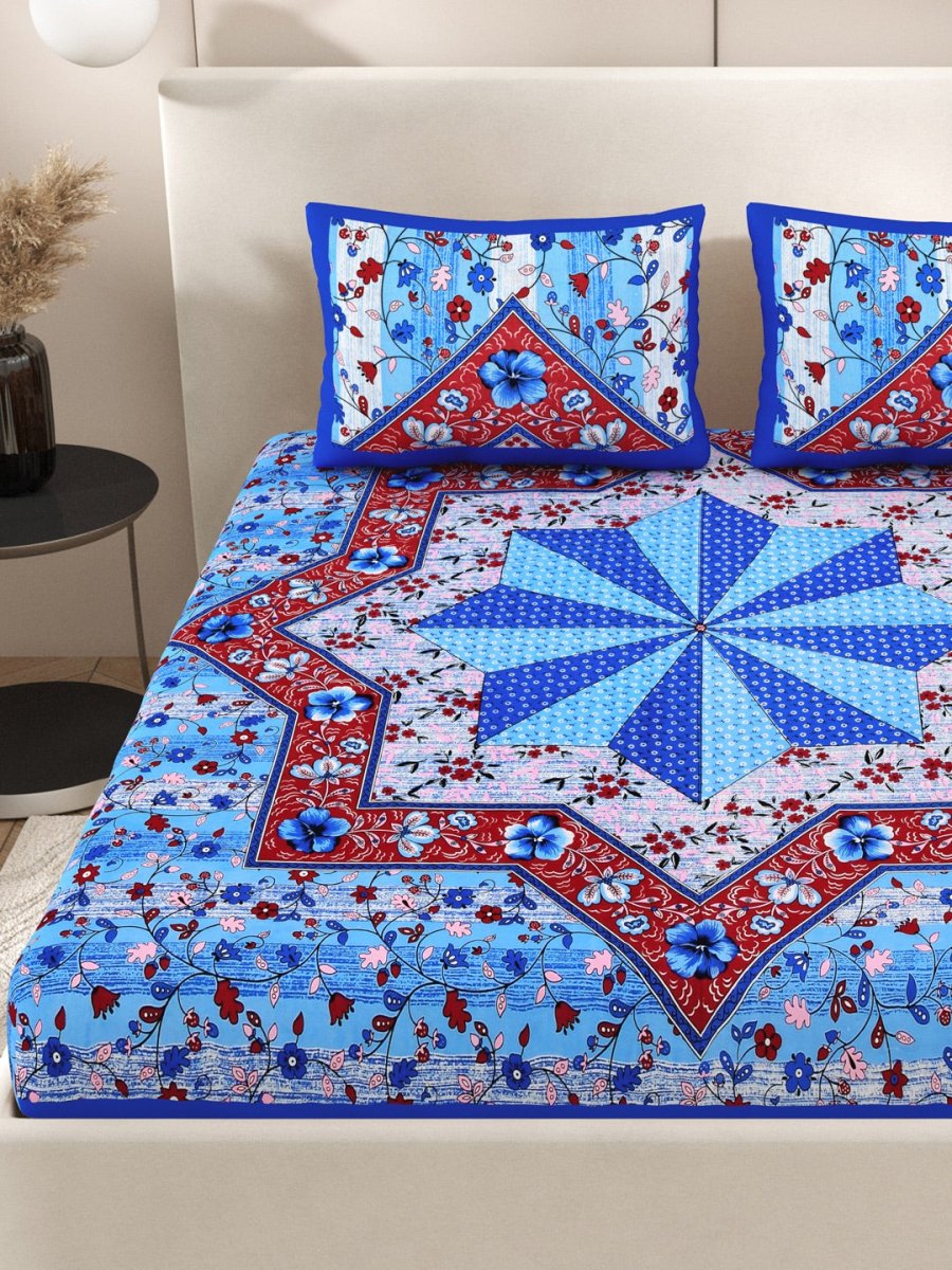 Interiors Paisley Hand Printed Cotton Queen Size Bedding Set | Verified Sustainable by Brown Living™