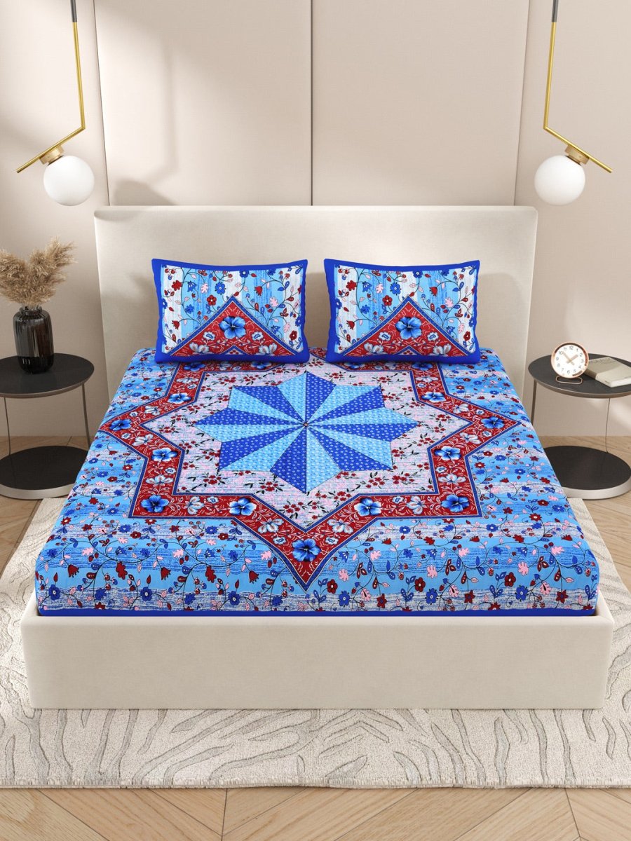 Interiors Paisley Hand Printed Cotton Queen Size Bedding Set | Verified Sustainable by Brown Living™
