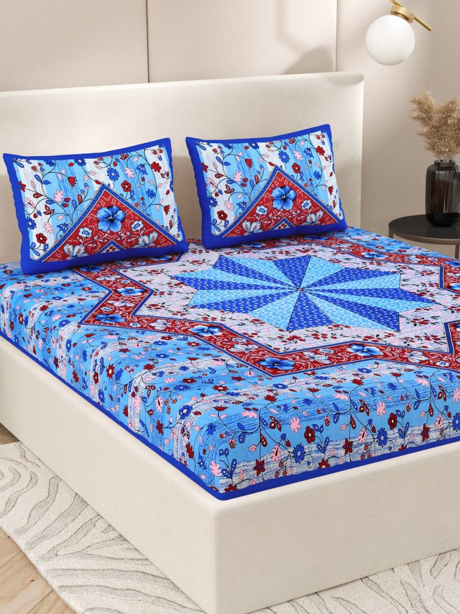 Interiors Paisley Hand Printed Cotton Queen Size Bedding Set | Verified Sustainable by Brown Living™