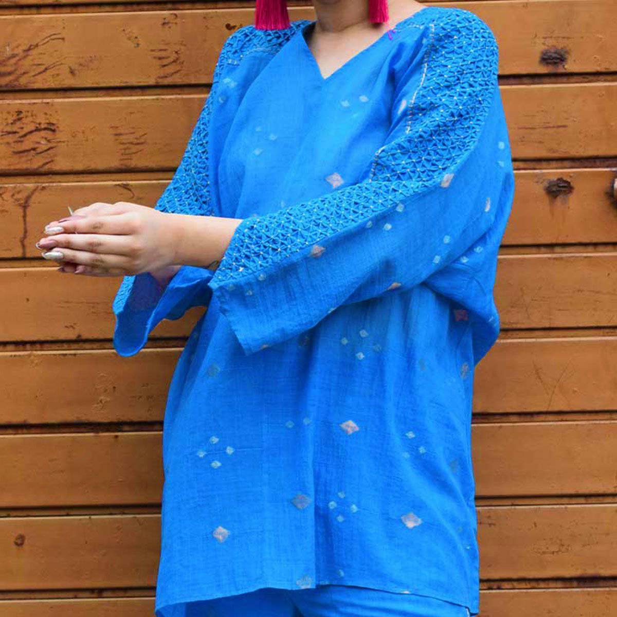 Blue Jamdani Kimono | Verified Sustainable by Brown Living™