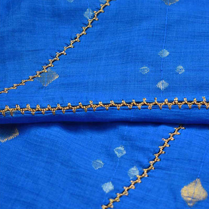 Blue Jamdani Pants – Womens Pants by Sonica Sarna available on Brown Living™. XS . SKU: 274 - 14335 - SSD - 113 - A. Img 2.