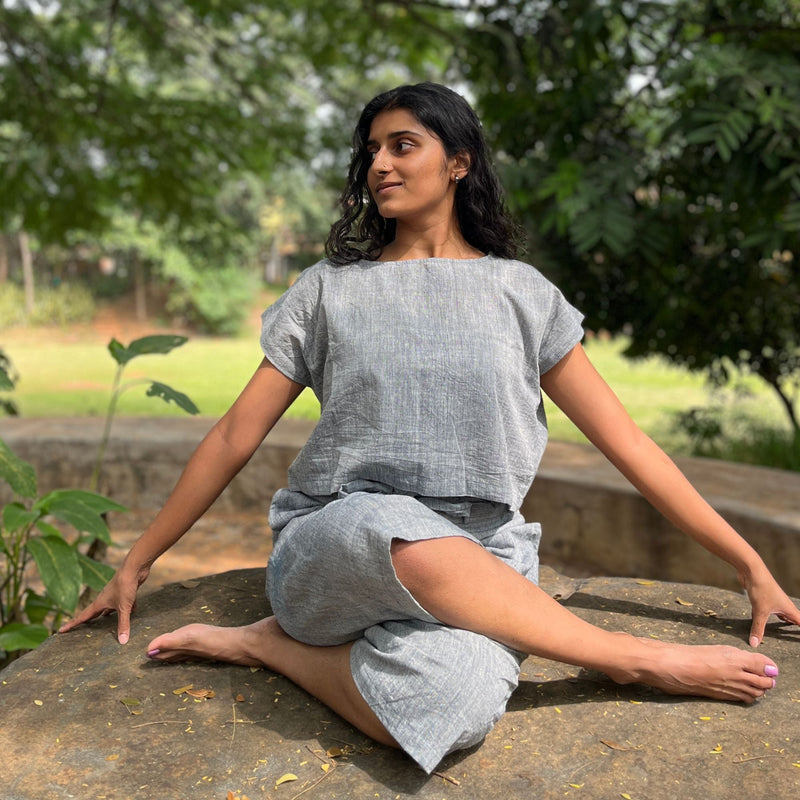 Blue Lagoon- Women's Handloom Cotton Co-ord Set | Verified Sustainable Womens Co-Ord Sets on Brown Living™