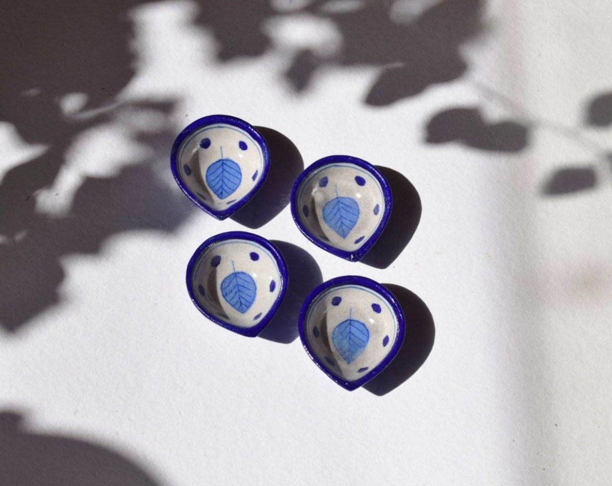 Blue Pottery Reusable Diyas - Set of 4 | Verified Sustainable by Brown Living™