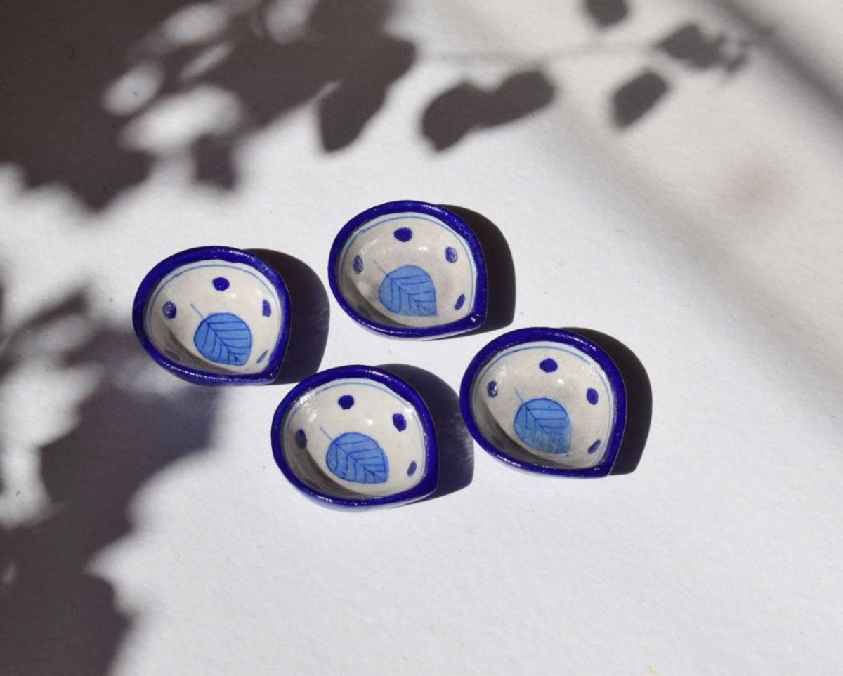 Blue Pottery Reusable Diyas - Set of 4 | Verified Sustainable by Brown Living™