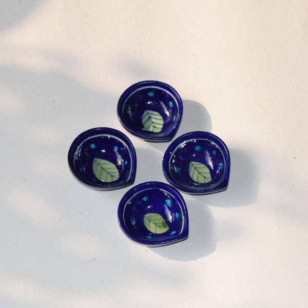 Buy Blue Pottery Reusable Diyas- Set of 4 | Shop Verified Sustainable Decor & Artefacts on Brown Living™