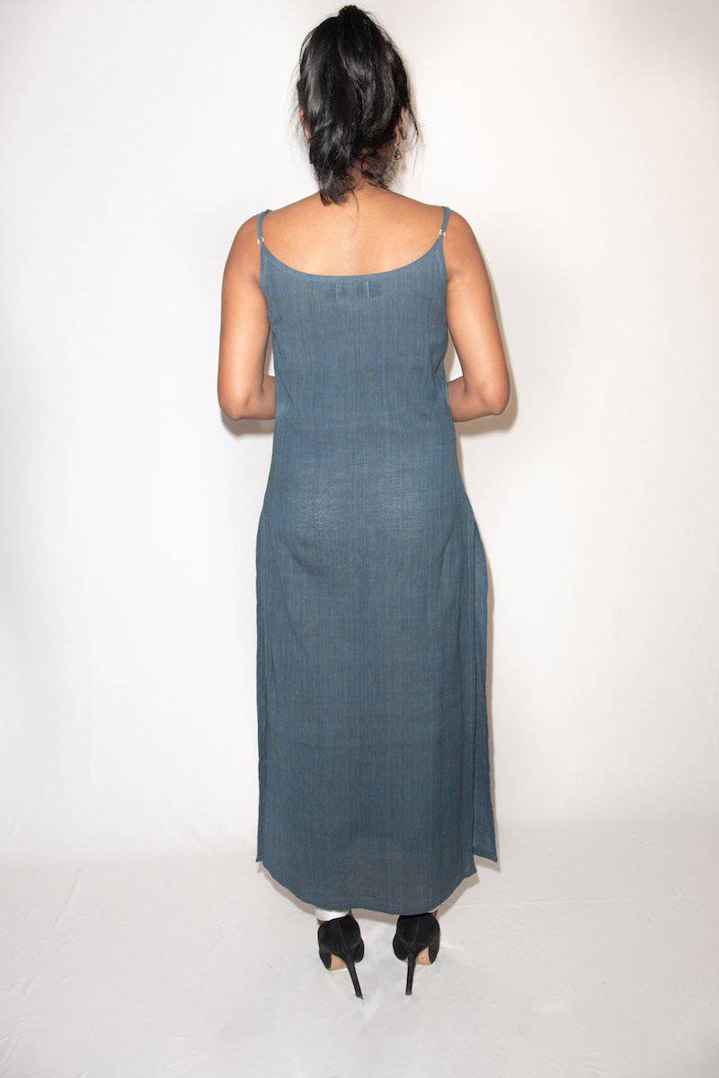 Blue Spagetti Strap Kurti | Verified Sustainable by Brown Living™