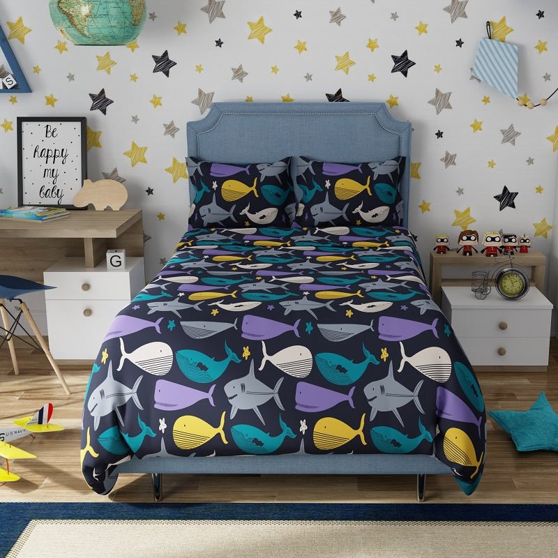Buy Blue Wonder 100% Cotton Antimicrobial Kids Bedsheet Set | Shop Verified Sustainable Bed Linens on Brown Living™