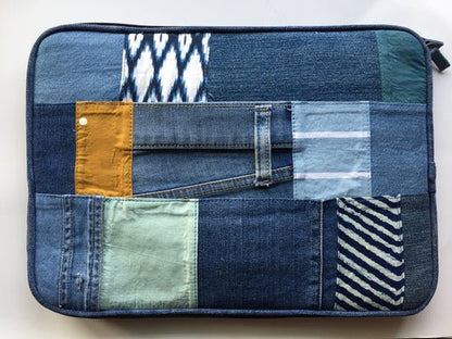 Blues Denim Patchwork Laptop sleeve | Verified Sustainable by Brown Living™