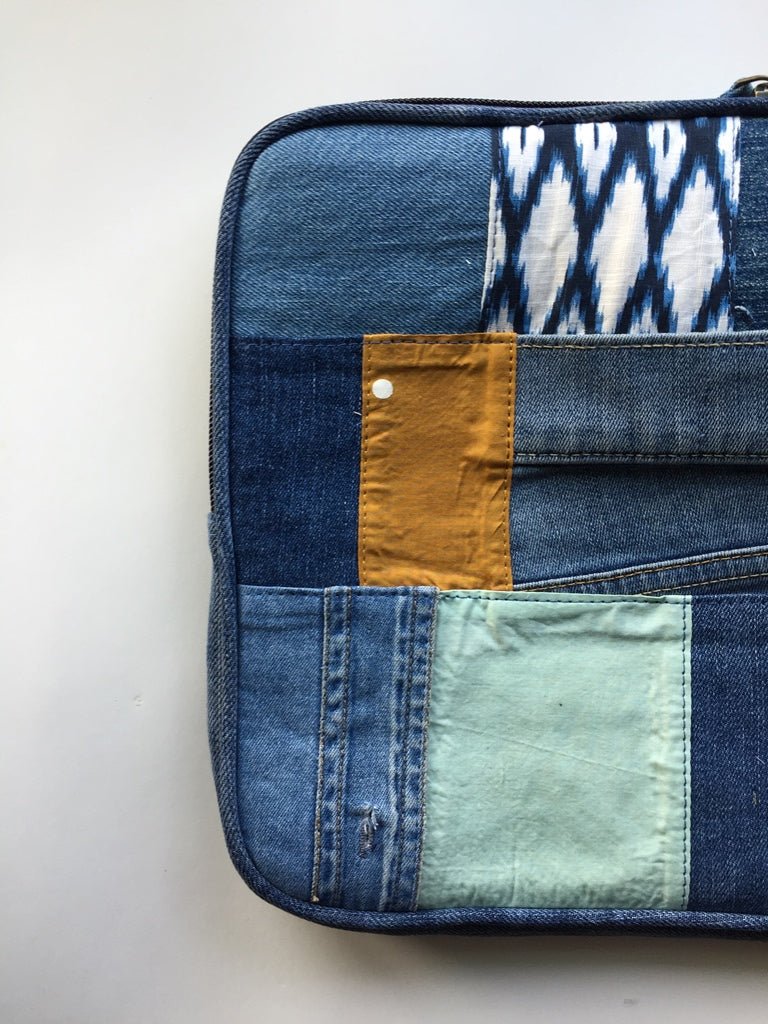 Buy Blues Denim Patchwork Laptop sleeve | Shop Verified Sustainable Products on Brown Living