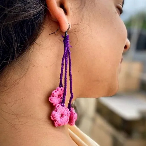 Buy Blush Drop Crochet Earrings | Handwoven earrings | Shop Verified Sustainable Womens Earrings on Brown Living™