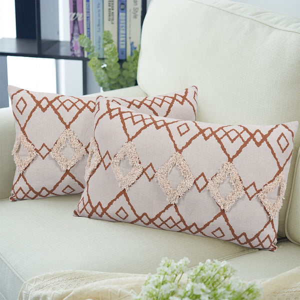 Bohemian Fusion Lumbar Cushion Cover - Set of 2 | Verified Sustainable Covers & Inserts on Brown Living™