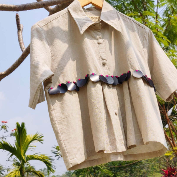 Buy Boho Pleated Shirt | Shop Verified Sustainable Womens Shirt on Brown Living™
