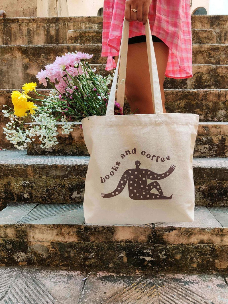 Buy Book and Coffee Canvas Tote Bag | Shop Verified Sustainable Tote Bag on Brown Living™