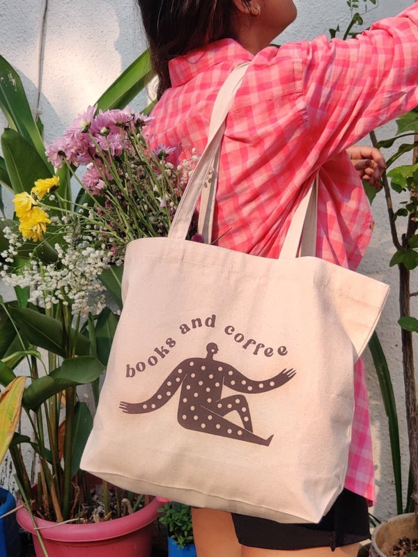 Buy Book and Coffee Canvas Tote Bag | Shop Verified Sustainable Tote Bag on Brown Living™