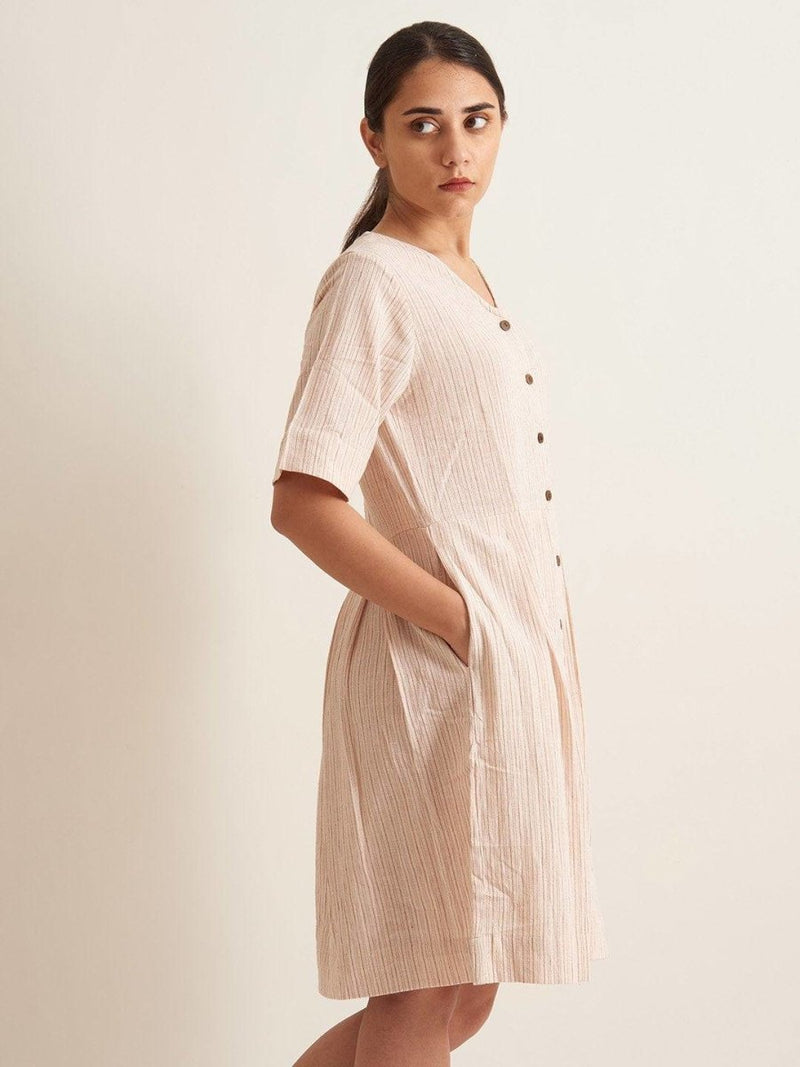 Buy Box Pleat Shirt Dress - Biege | Shop Verified Sustainable Womens Dress on Brown Living™
