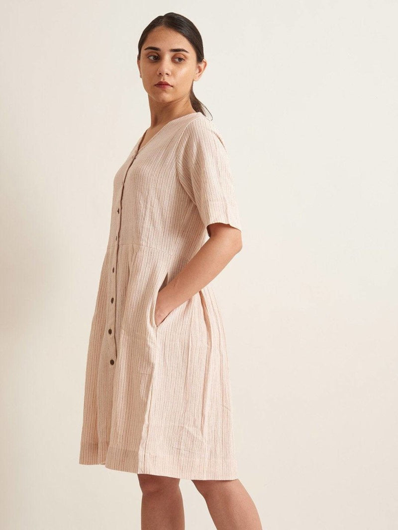 Buy Box Pleat Shirt Dress - Biege | Shop Verified Sustainable Womens Dress on Brown Living™