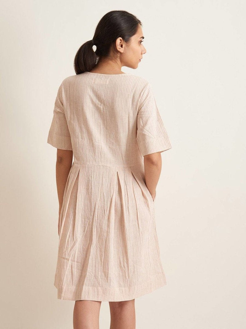 Buy Box Pleat Shirt Dress - Biege | Shop Verified Sustainable Products on Brown Living
