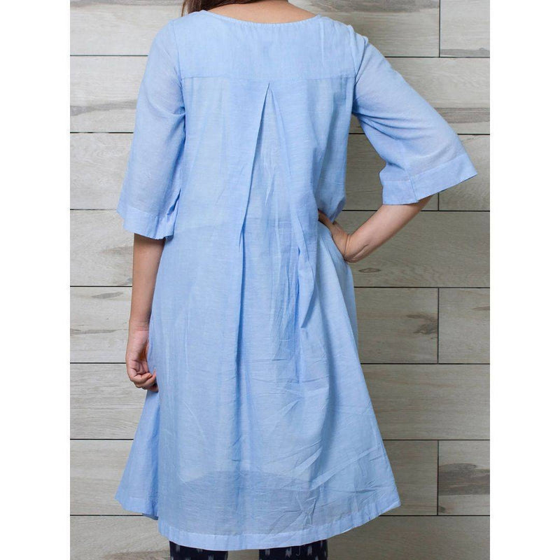 Buy Box Pleated Dress Blue | Shop Verified Sustainable Products on Brown Living