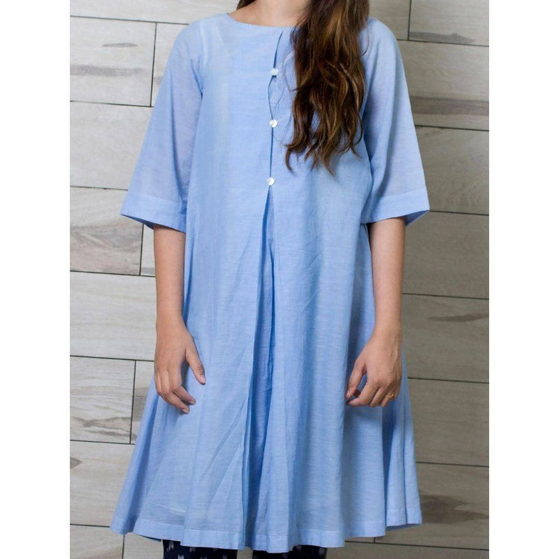 Buy Box Pleated Dress Blue | Shop Verified Sustainable Products on Brown Living