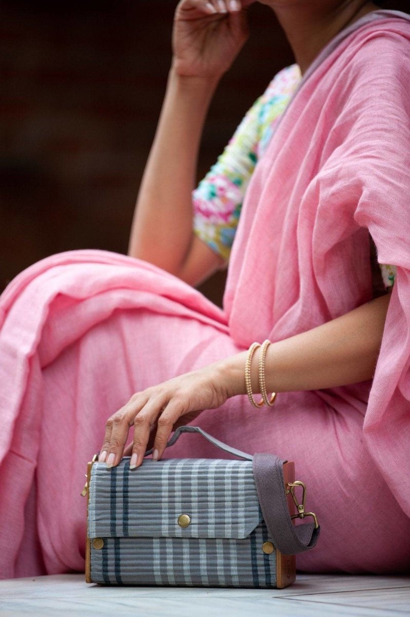 Buy Box Sling Bag/Clutch Single Sleeve - Lines | Shop Verified Sustainable Womens Handbag on Brown Living™